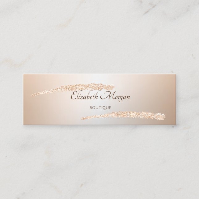 Elegant Modern,Glitter  Rose Gold Brush Stroke Mini Business Card (Front)