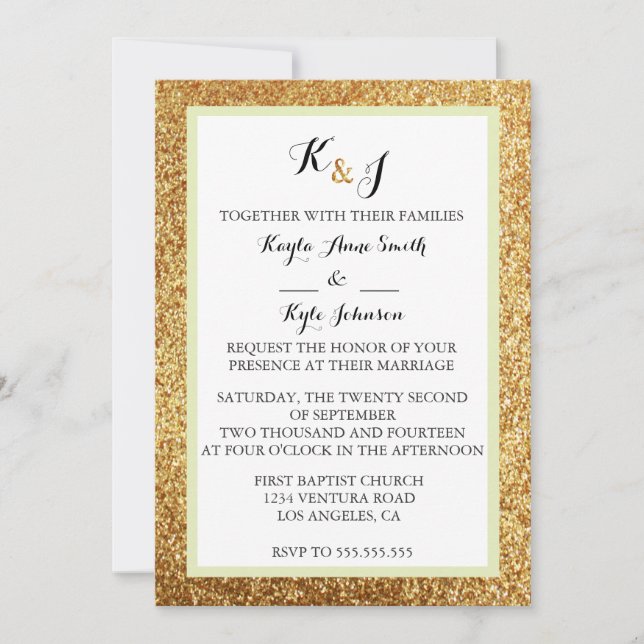 Elegant Modern Glitter Wedding Invitation (Front)
