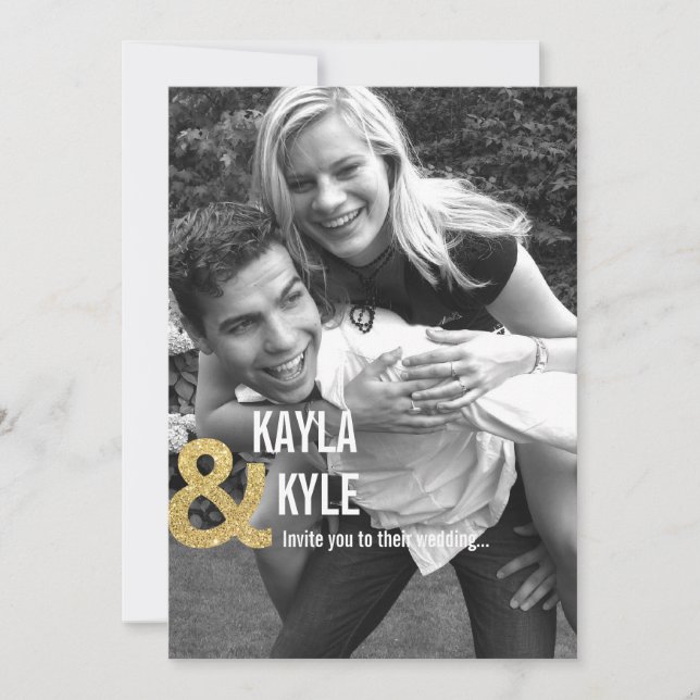 Elegant Modern Glitter Wedding Invitation (Front)