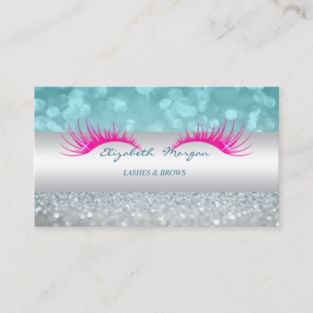 Elegant  Modern Glittery Bokeh,Faux Lashes Business Card (Front)