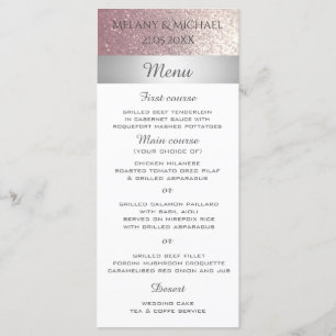 Elegant modern glittery silver stripe menu