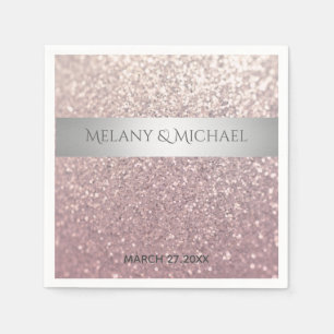 Elegant modern glittery silver stripe napkin