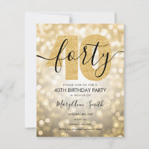 Elegant Modern Gold 40th Birthday Party Invitation