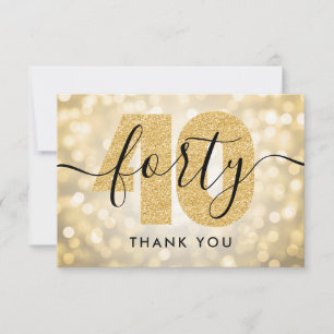 Elegant Modern Gold 40th Birthday Thank You