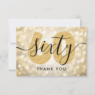 Elegant Modern Gold 60th Birthday Thank You
