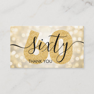 Elegant Modern Gold 60th Birthday Thank You Business Card