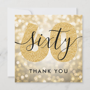 Elegant Modern Gold 60th Birthday Thank You Card