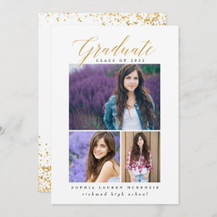 Elegant modern gold abstract speckled graduation i invitation