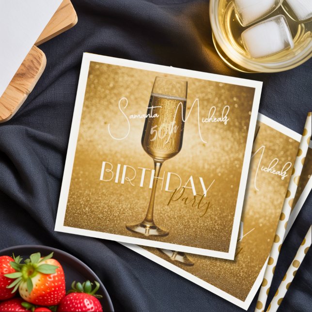 Elegant Modern Gold Adult Birthday Surprise Party Napkin (Creator Uploaded)