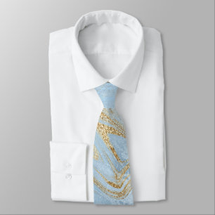 Elegant modern gold and blue marble & glitter tie