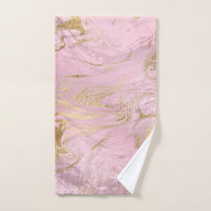 Elegant modern gold and rose gold marble glitter hand towel