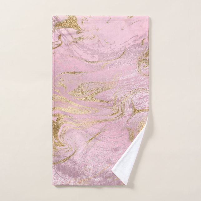 Elegant modern gold and rose gold marble glitter hand towel (Hand Towel)