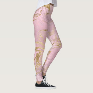 Elegant modern gold and rose gold marble & glitter leggings