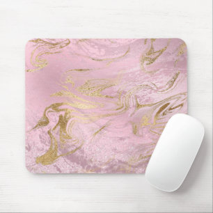 Elegant modern gold and rose gold marble & glitter mouse mat