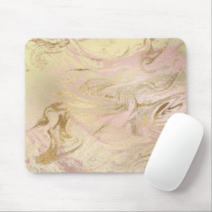 Elegant modern gold and rose gold marble & glitter mouse mat
