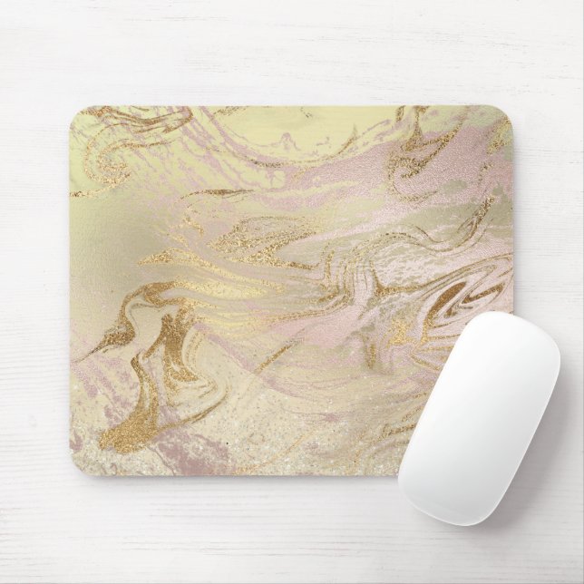 Elegant modern gold and rose gold marble & glitter mouse mat (With Mouse)