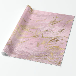 Elegant modern gold and rose gold marble & glitter wrapping paper
