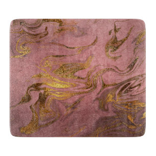 Elegant modern gold and rose gold marble look cutting board