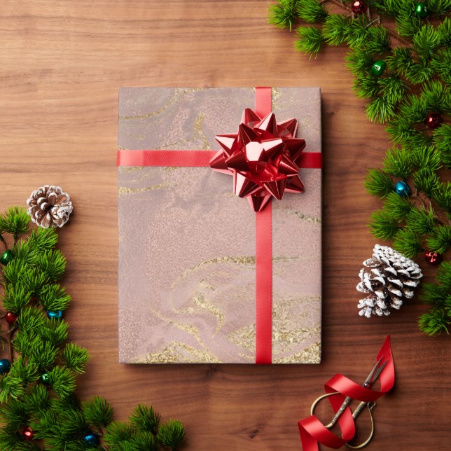 Elegant modern gold and rose gold marble look wrapping paper (Holiday Gift)