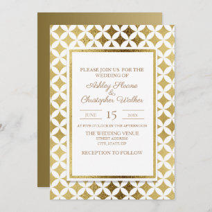 Elegant Modern Gold and White Wedding Invitation