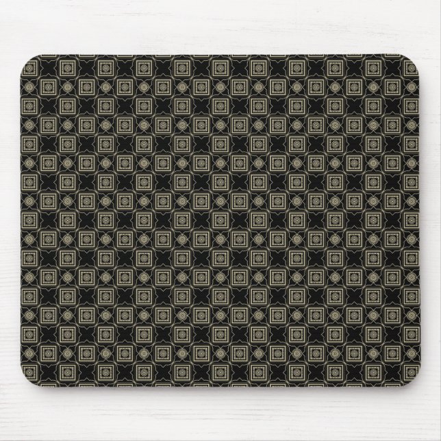 Elegant Modern Gold Art Deco Squares Tiles Pattern Mouse Mat (Front)