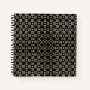 Elegant Modern Gold Art Deco Squares Tiles Pattern Notebook