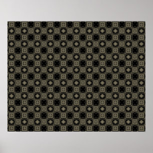 Elegant Modern Gold Art Deco Squares Tiles Pattern Poster