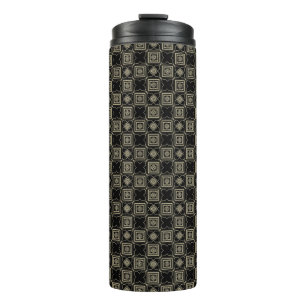 Elegant Modern Gold Art Deco Squares Tiles Pattern Thermal Tumbler