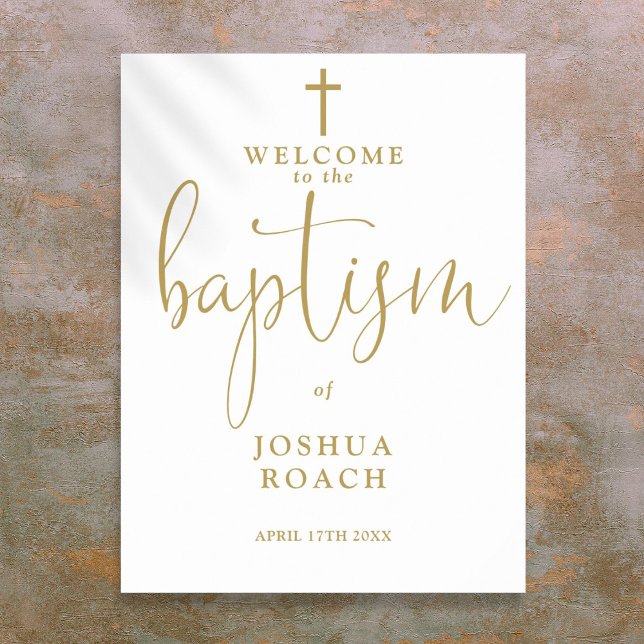 Elegant Modern Gold Baptism Welcome Sign (Elegant Modern Gold Baptism Welcome Sign)