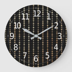 Elegant Modern Gold Beads Circles Dots Pattern Large Clock