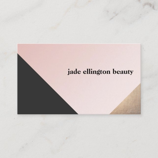 Elegant Modern Gold, Black and Pink Geometric Business Card (Front)
