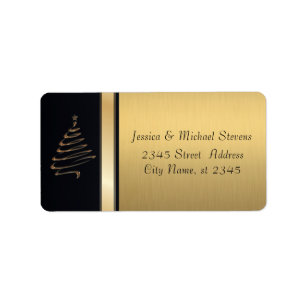 Elegant modern gold / black holiday chistmas tree label