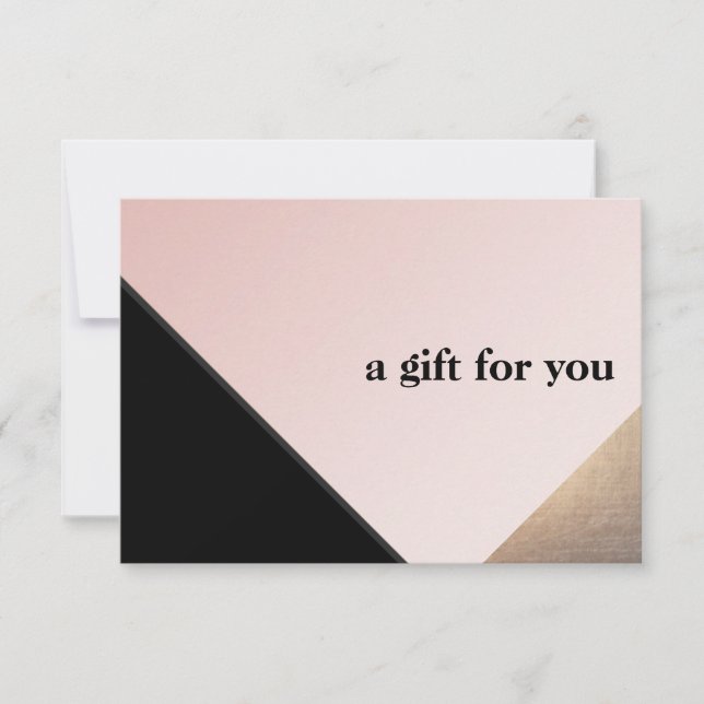 Elegant Modern Gold, Black Pink Gift Certificate T Thank You Card (Front)