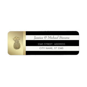 Elegant modern gold black/white stripes pineapple