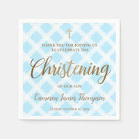 Elegant Modern Gold Blue Boy Christening