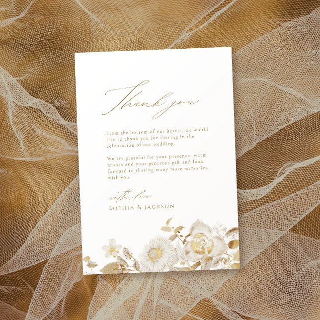 Elegant Modern Gold Botanical Floral  Thank You Card (Elegant Modern Gold Botanical Floral Thank You Card)