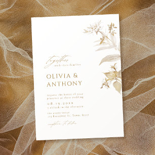 Elegant Modern Gold Botanical Floral Wedding Invitation