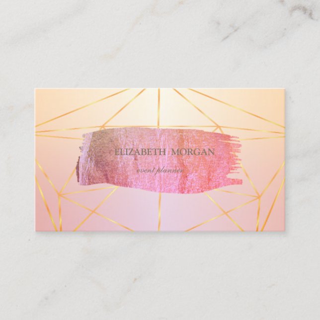 Elegant Modern Gold Brush Stroke Geometric Business Card (Front)