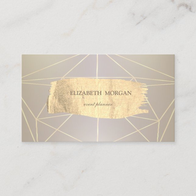 Elegant Modern Gold Brush Stroke Geometric Business Card (Front)