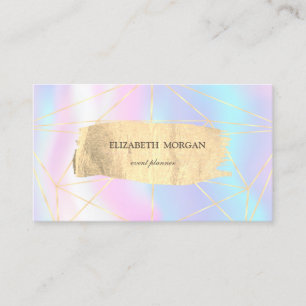 Elegant Modern Gold Brush Stroke,Lines,Holographic Business Card