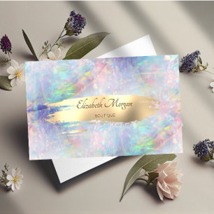 Elegant Modern,Gold Brush Stroke Opal Business Card