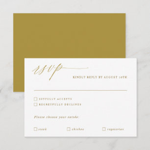 Elegant Modern Gold Calligraphy Wedding RSVP Card