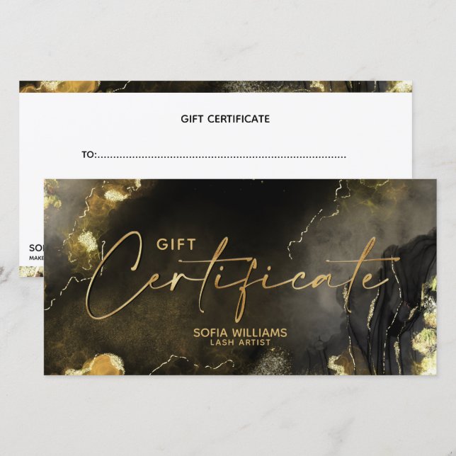 Elegant modern gold Certificate Gift Card (Front/Back)