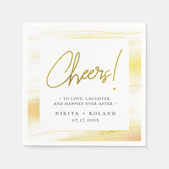 Elegant Modern Gold Cheers Napkin (Front)