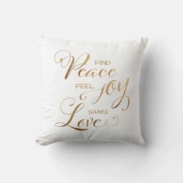 Elegant Modern Gold Christmas Peace Joy Love Cushion (Front)