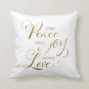 Elegant Modern Gold Christmas Peace Joy Love Cushion