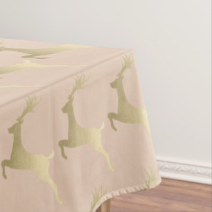 Elegant Modern Gold Christmas Reindeer Pattern Tablecloth