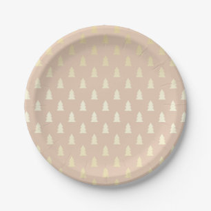Elegant & Modern Gold Christmas Tree Pattern Paper Plate