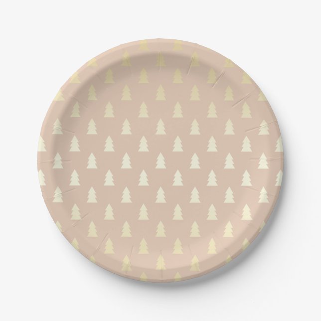 Elegant & Modern Gold Christmas Tree Pattern Paper Plate (Front)
