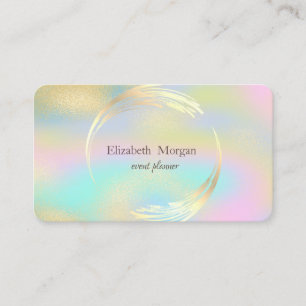 Elegant Modern Gold Circle Colourful Holographic Business Card